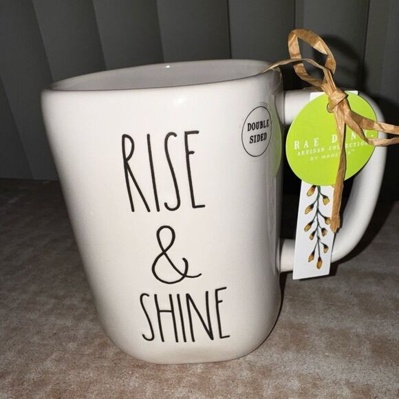 Rae Dunn 2 sided hand painted White Mug with Rooster Design - Picture 2 of 5